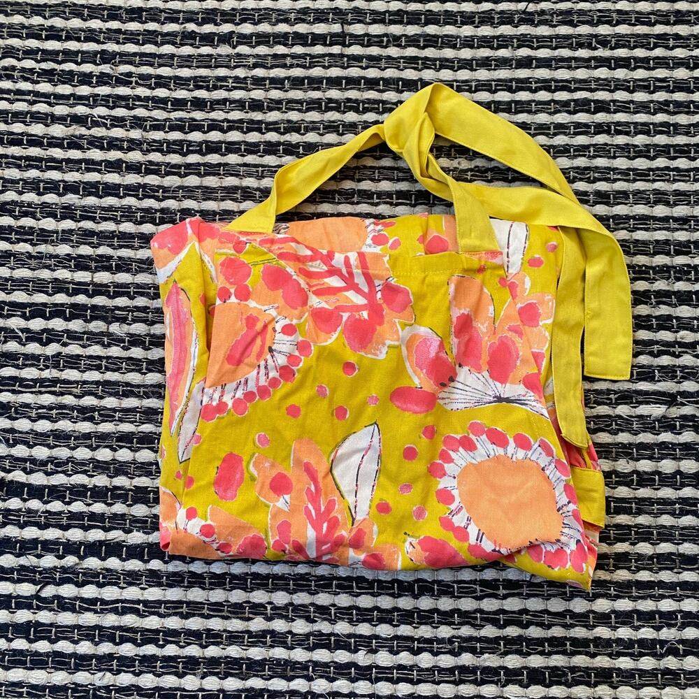🌿Vera X Anthropologie Perennial Floral Yellow Pink Tie Pocket Apron OS